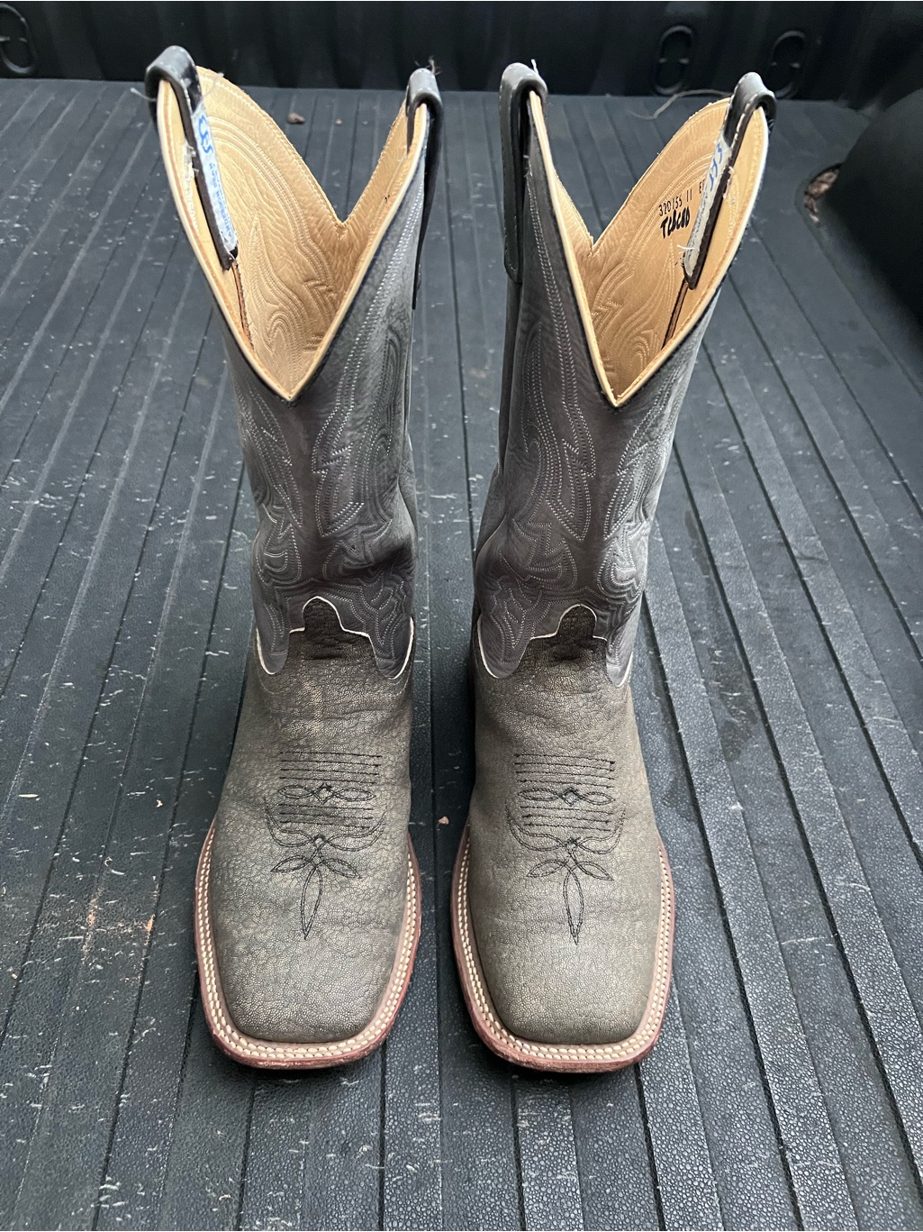 Anderson Bean Men's Gray Brown Western Cowboy Boots With Tan Lining
